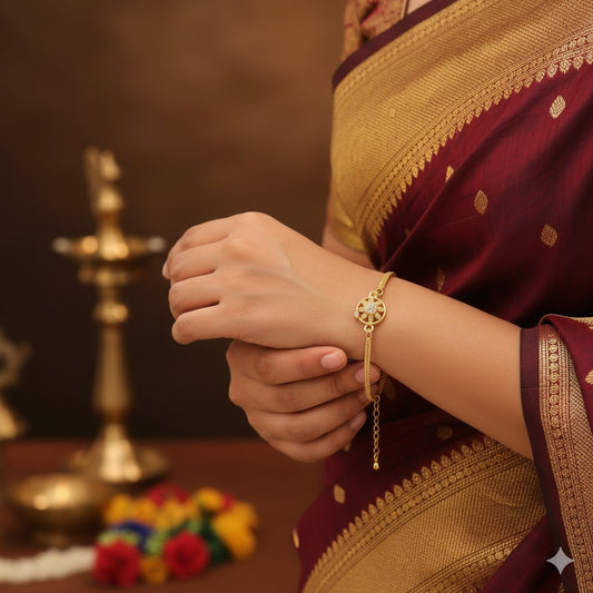 Malini One Gram Gold Plated Adjustable Bracelet for Women & Girls